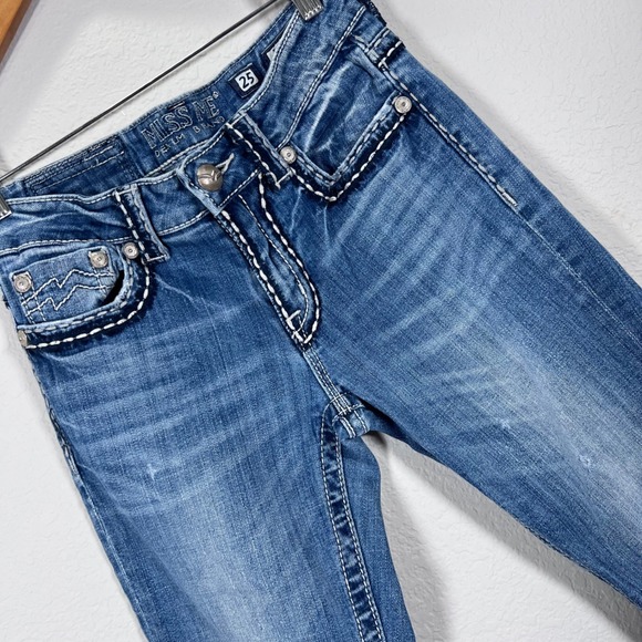 Miss Me Denim Brand Boyfriend Capri Jeans Womens Size 25‎ Embellished Pockets - Picture 1 of 6